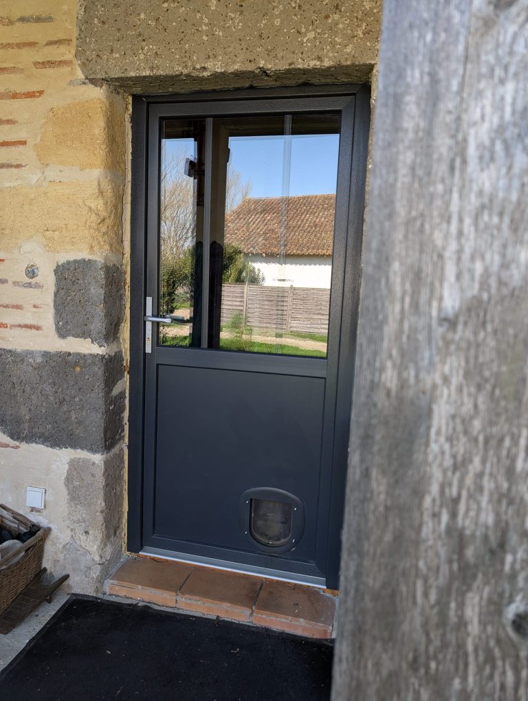 Porte semi vitrée noire en PVC